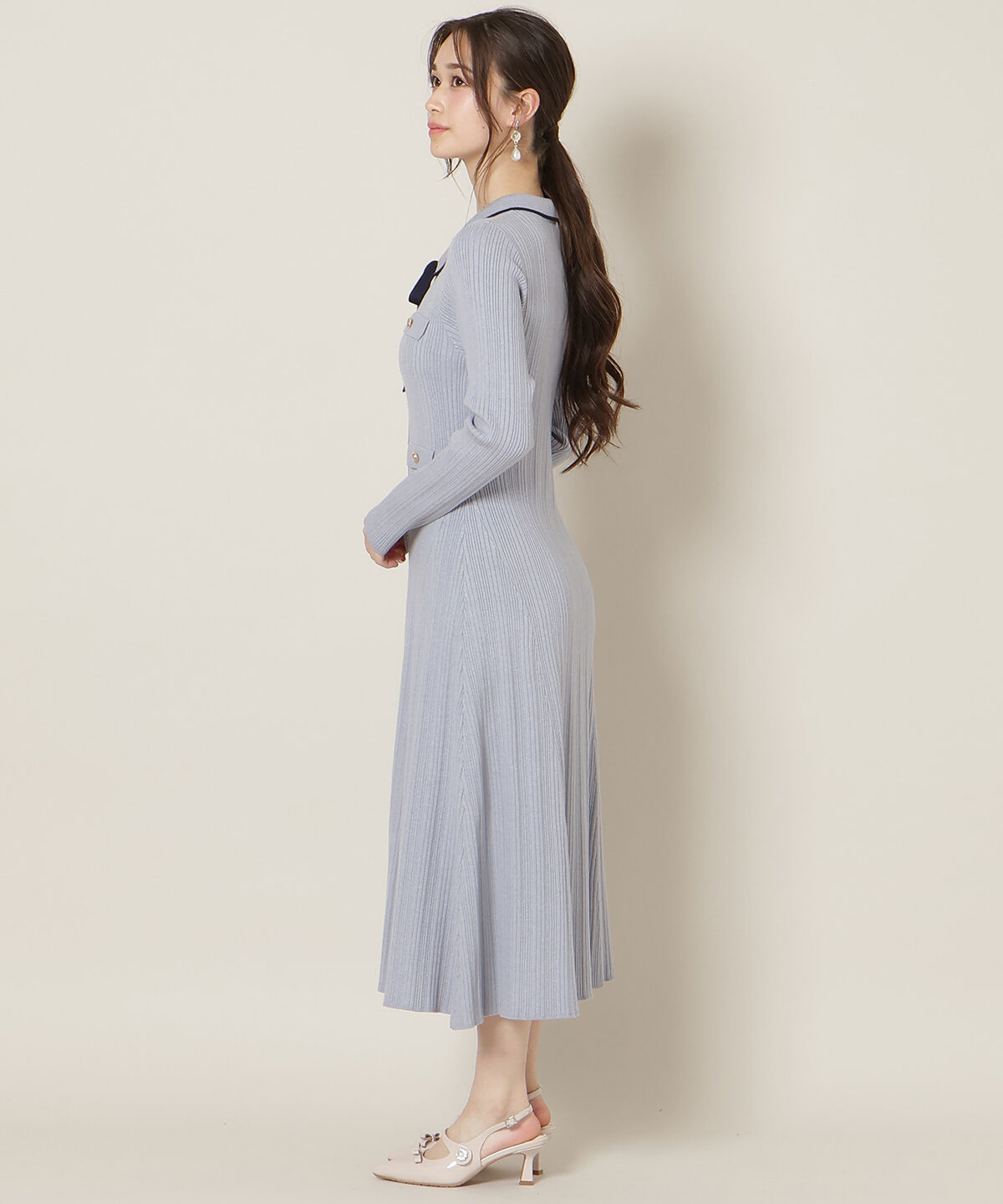 WILLSELECTION「フロントボタンリボンタイニットワンピース」|ワンピース|