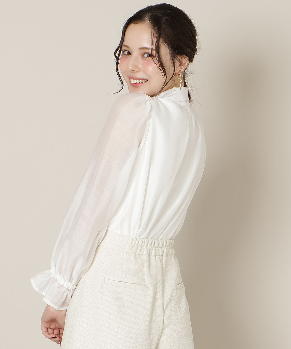 WILLSELECTION「フリルスリーブシアーボウタイブラウス」|シャツ・ブラウス|