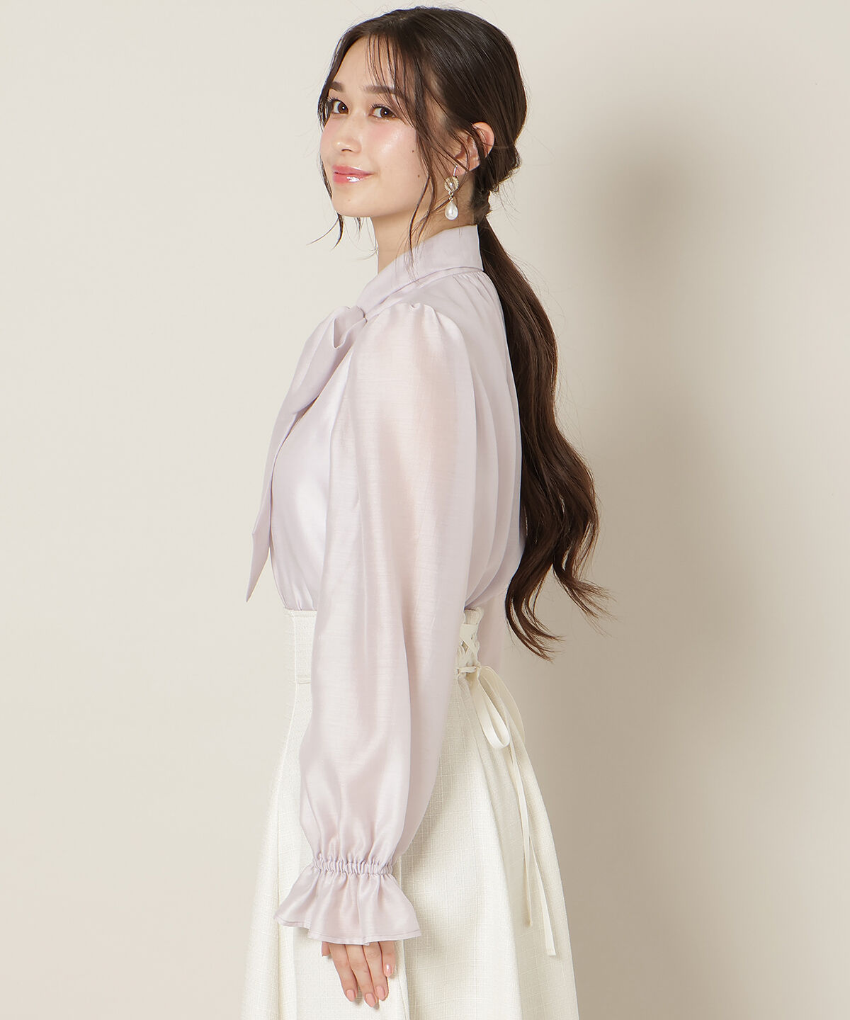 WILLSELECTION「フリルスリーブシアーボウタイブラウス」|シャツ・ブラウス|