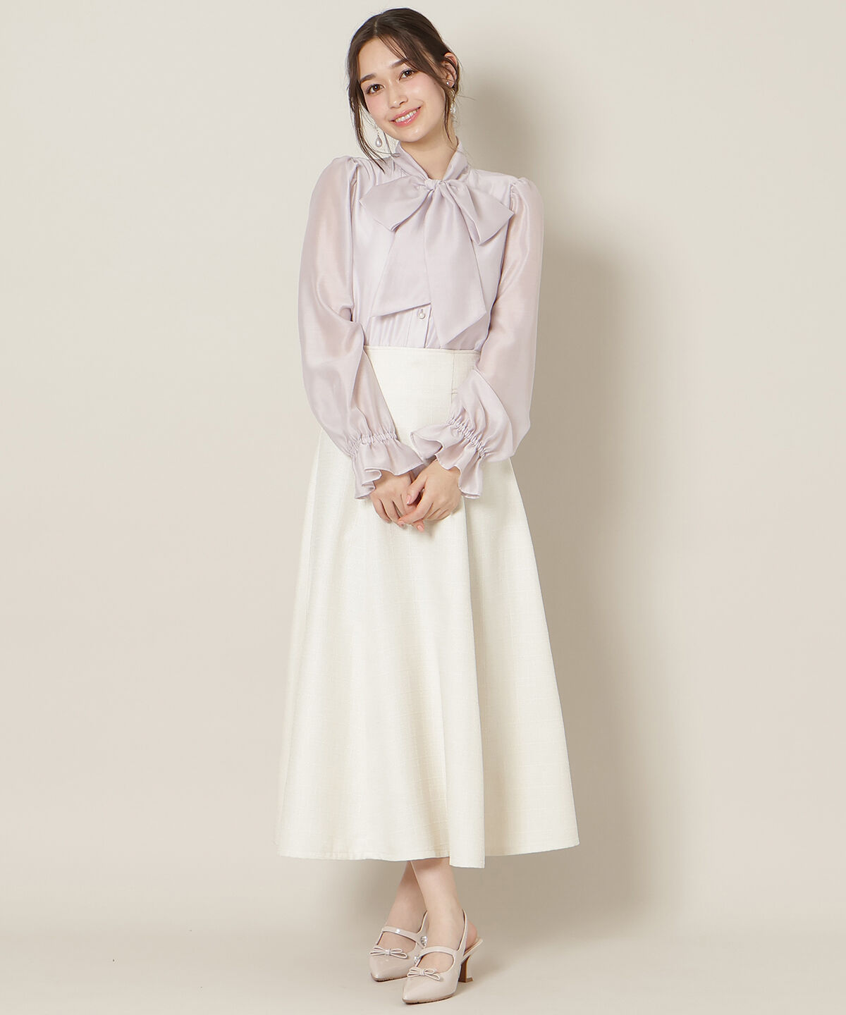 WILLSELECTION「ハイウエストツイードフレアスカート」|フレア|オフ