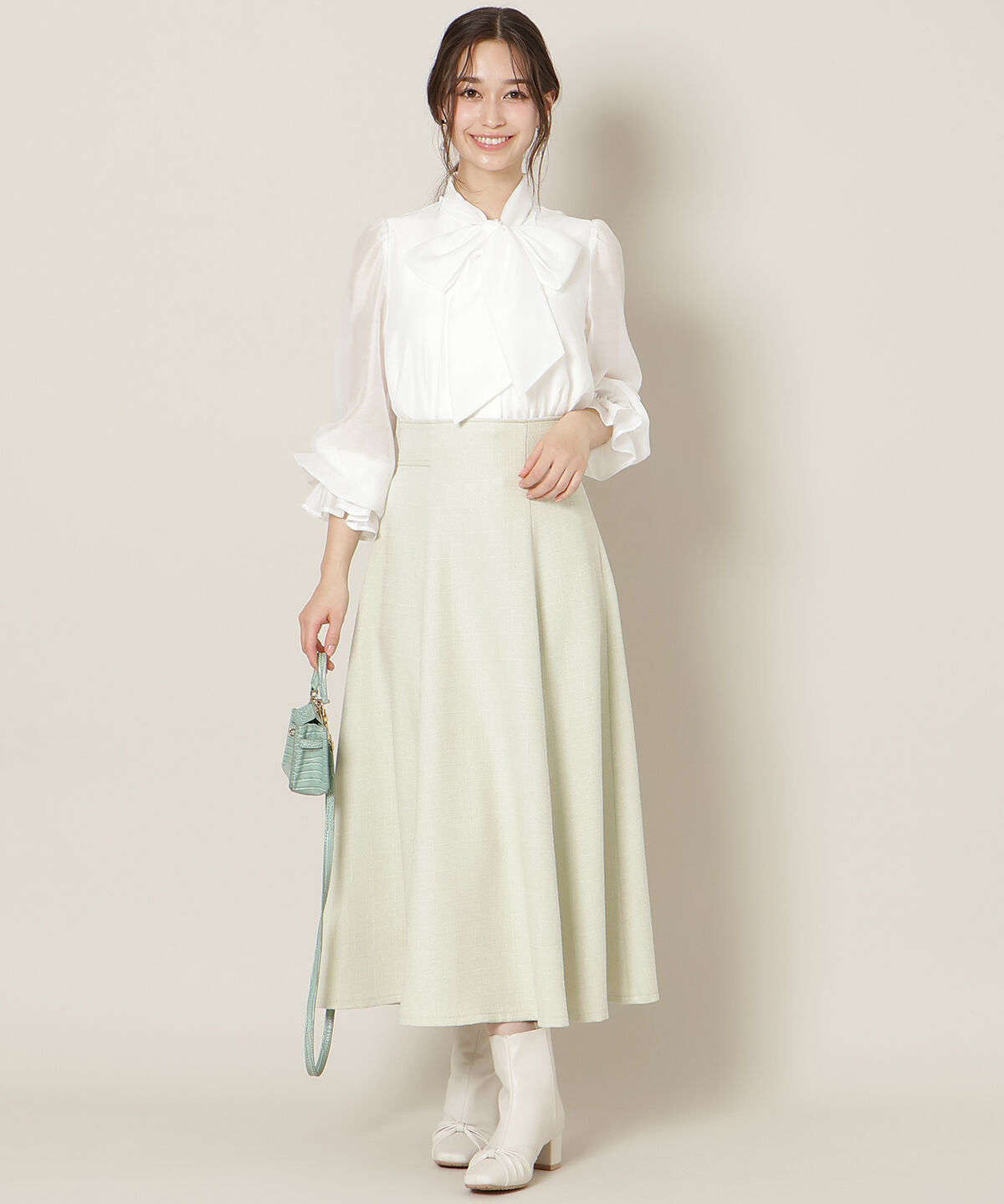 WILLSELECTION「ハイウエストツイードフレアスカート」|フレア|