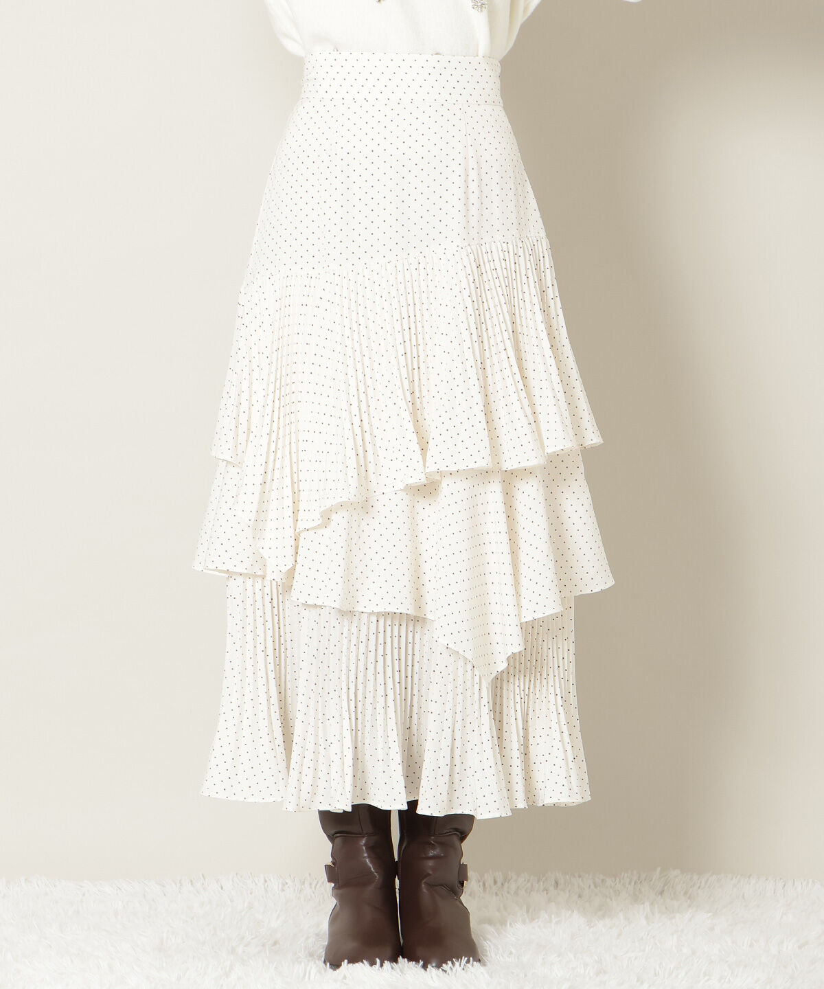 WILLSELECTION「プリーツシフォンティアードスカート」|フレア|