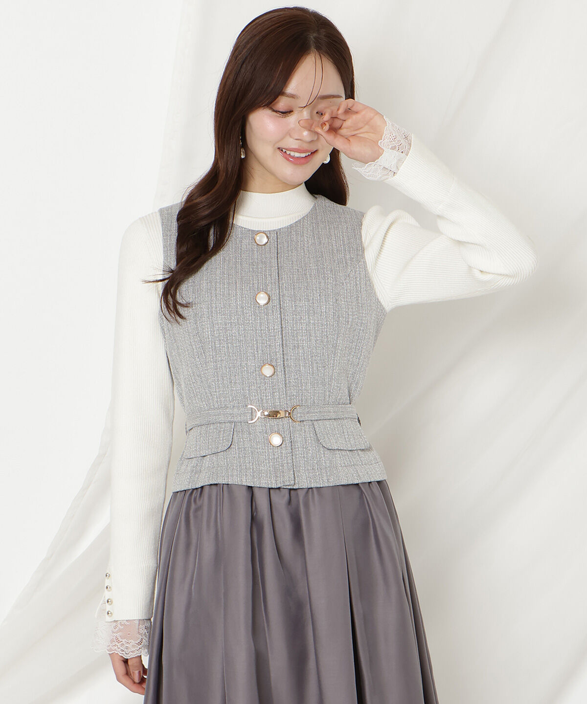 WILLSELECTION「ツイードドッキングジレワンピース」|ワンピース|