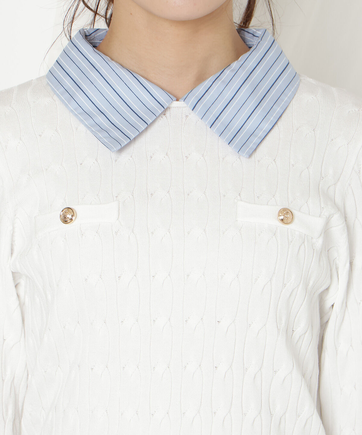 WILLSELECTION「リボンカフスドッキングケーブルニット」|ニット・セーター|