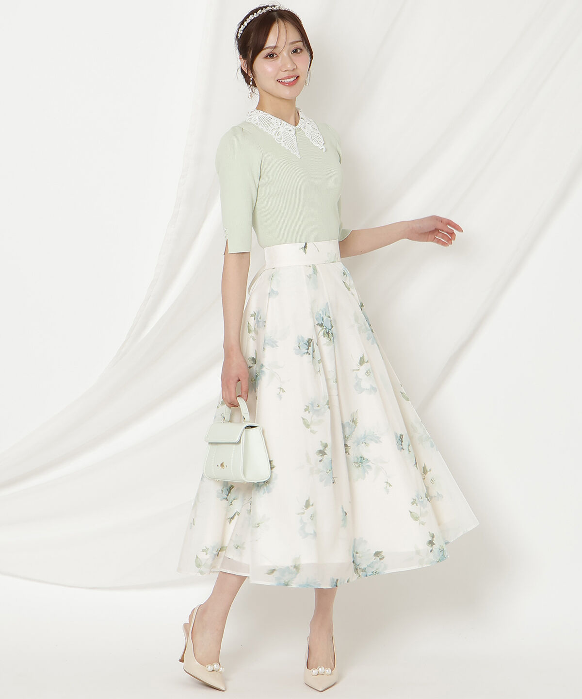 WILLSELECTION「リボンレースカラーリブニット」|ニット・セーター|