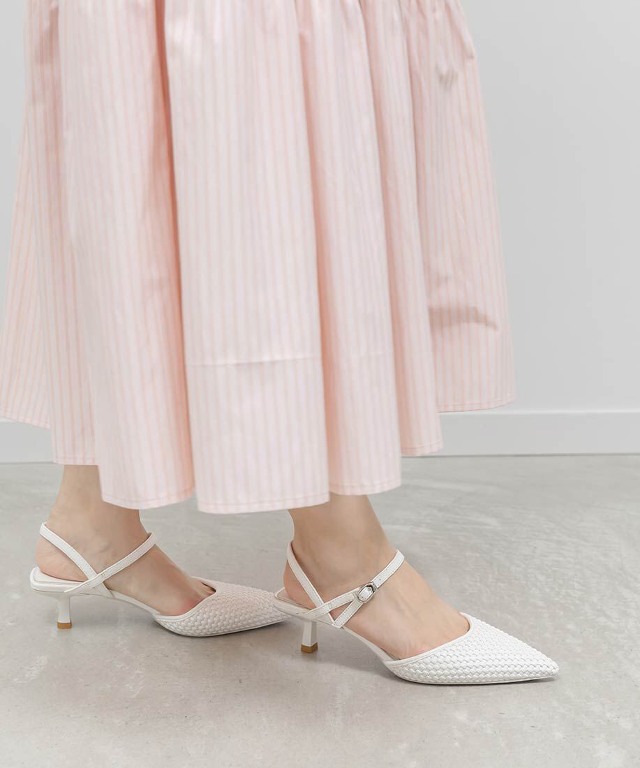  「ブレードデザインアンクルストラップパンプス」|パンプス|