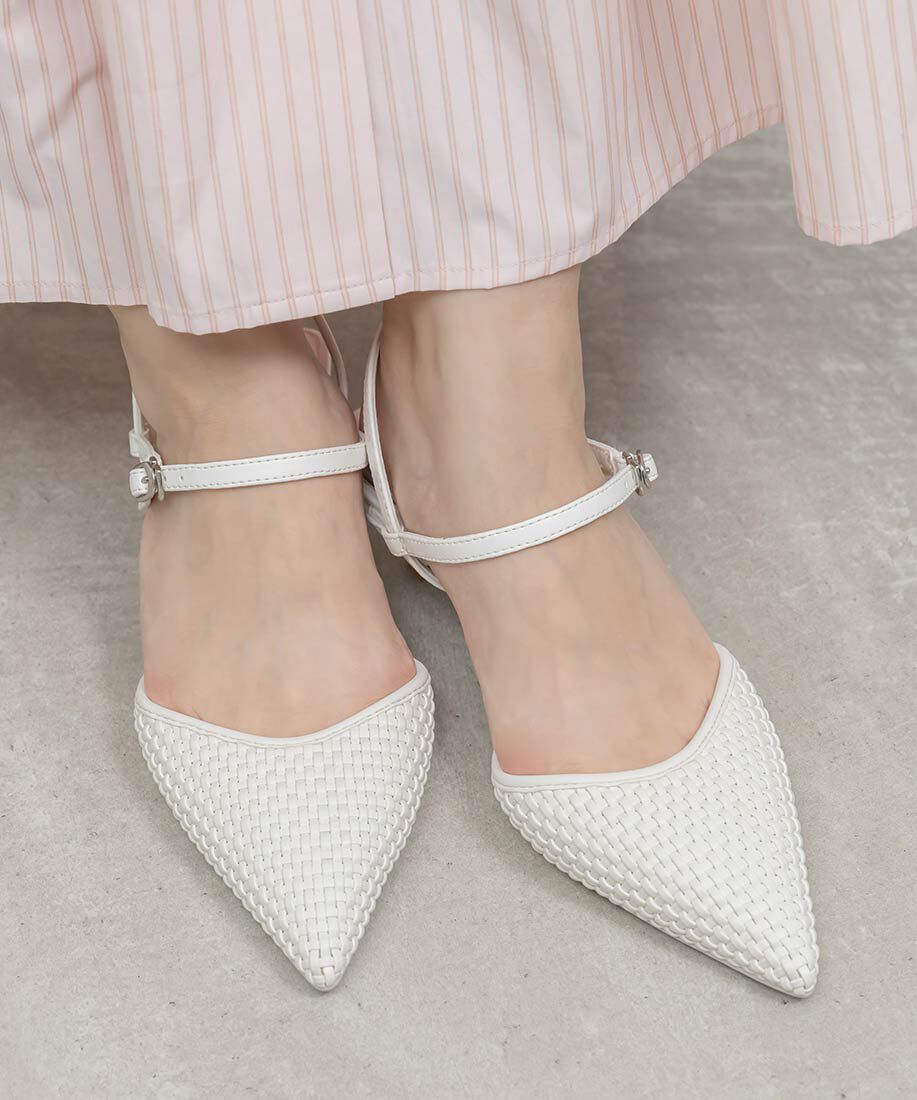  「ブレードデザインアンクルストラップパンプス」|パンプス|