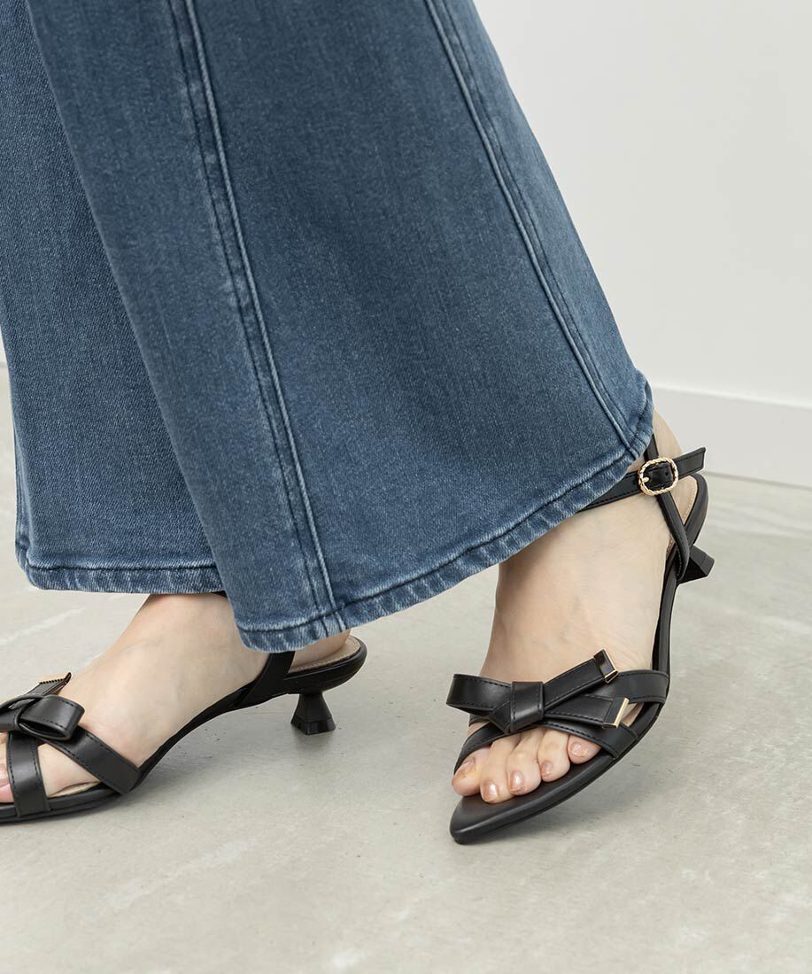  「リボンデザインポインテッドトゥサンダル」|サンダル|