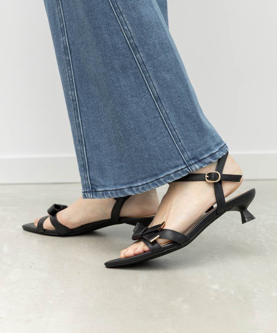  「リボンデザインポインテッドトゥサンダル」|サンダル|