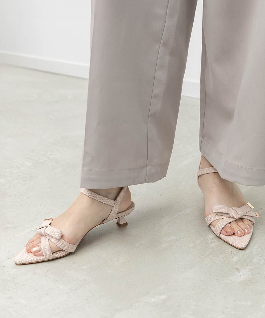 「リボンデザインポインテッドトゥサンダル」|サンダル|
