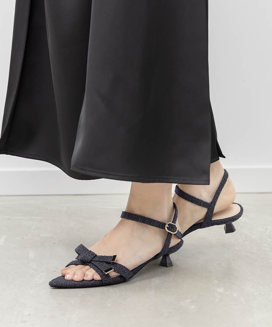  「リボンデザインポインテッドトゥサンダル」|サンダル|