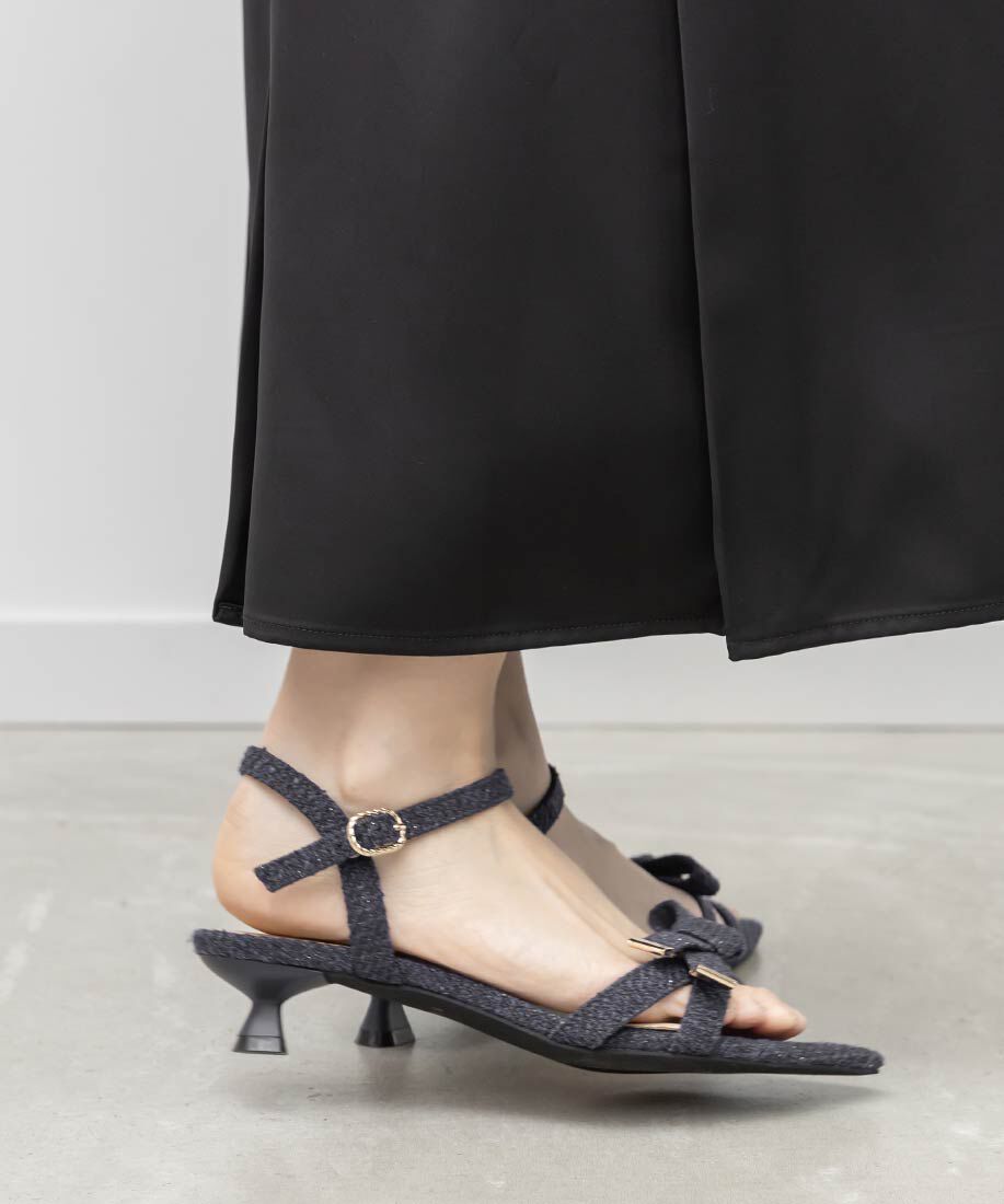  「リボンデザインポインテッドトゥサンダル」|サンダル|