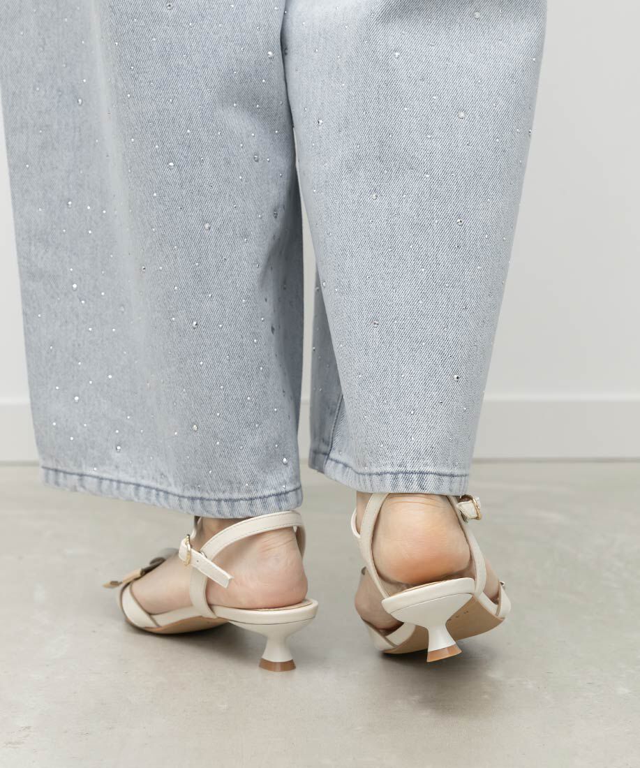  「リボンデザインポインテッドトゥサンダル」|サンダル|