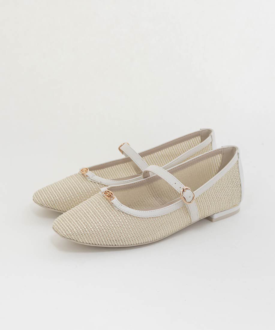  「メッシュメリージェーンフラットパンプス」|パンプス|