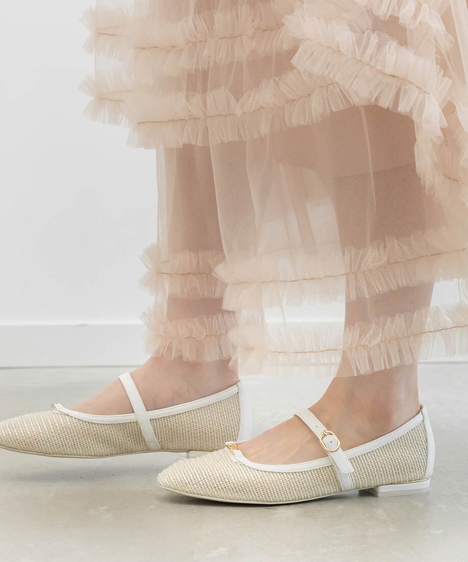  「メッシュメリージェーンフラットパンプス」|パンプス|