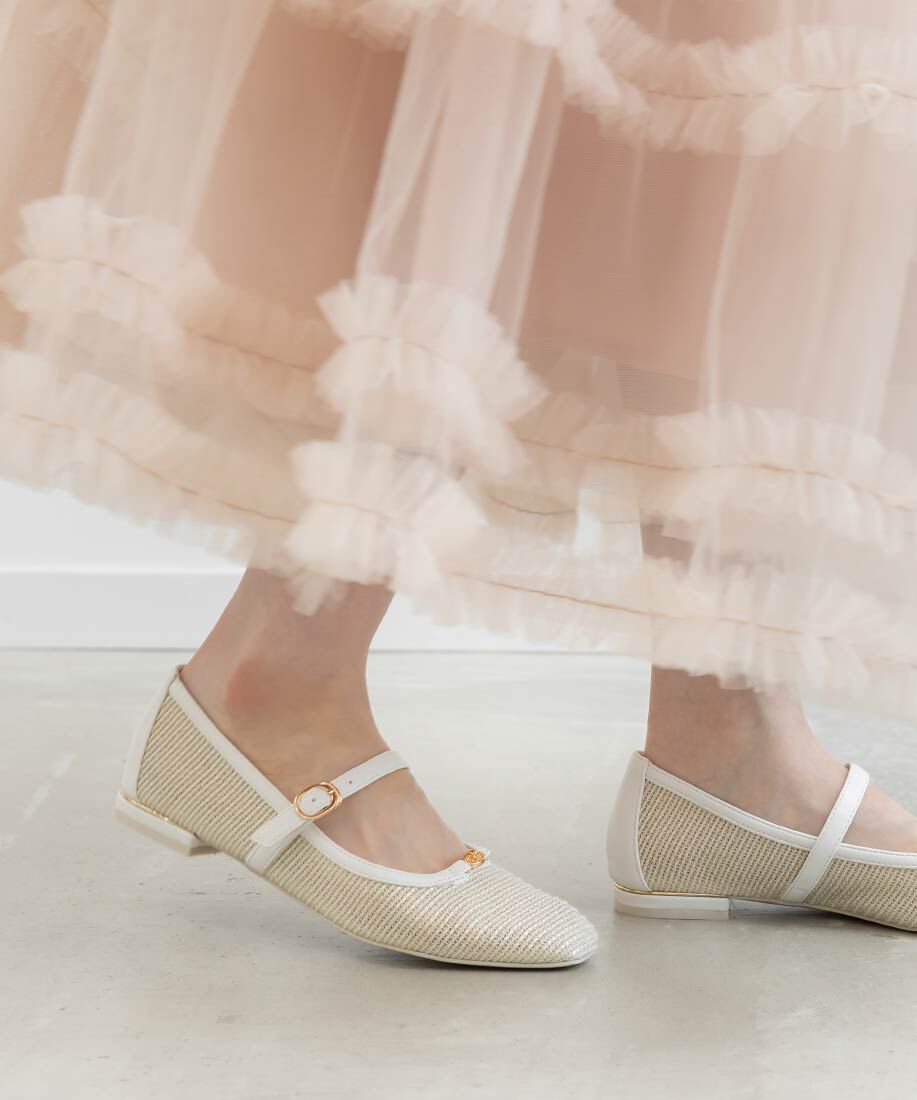  「メッシュメリージェーンフラットパンプス」|パンプス|