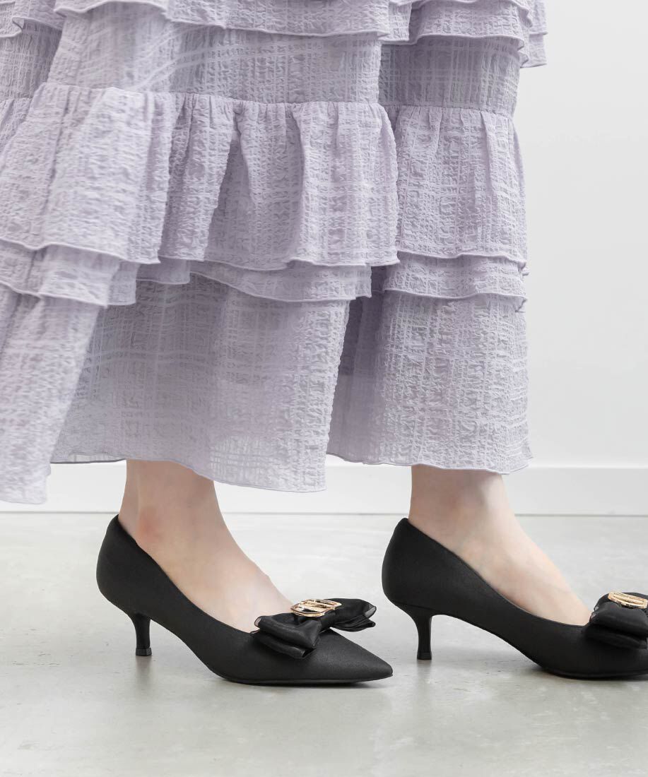  「2WAY シアーシフォンリボンパンプス」|パンプス|