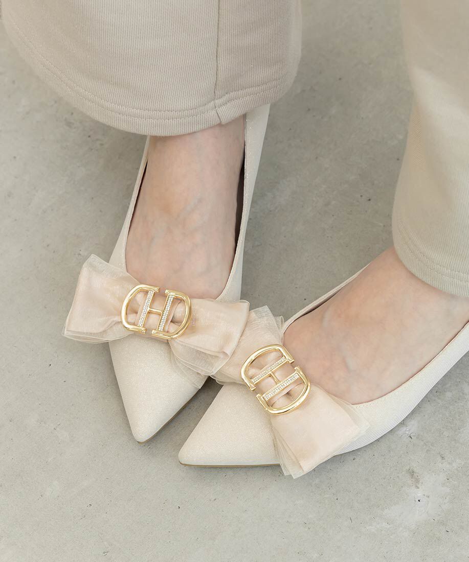  「2WAY シアーシフォンリボンパンプス」|パンプス|