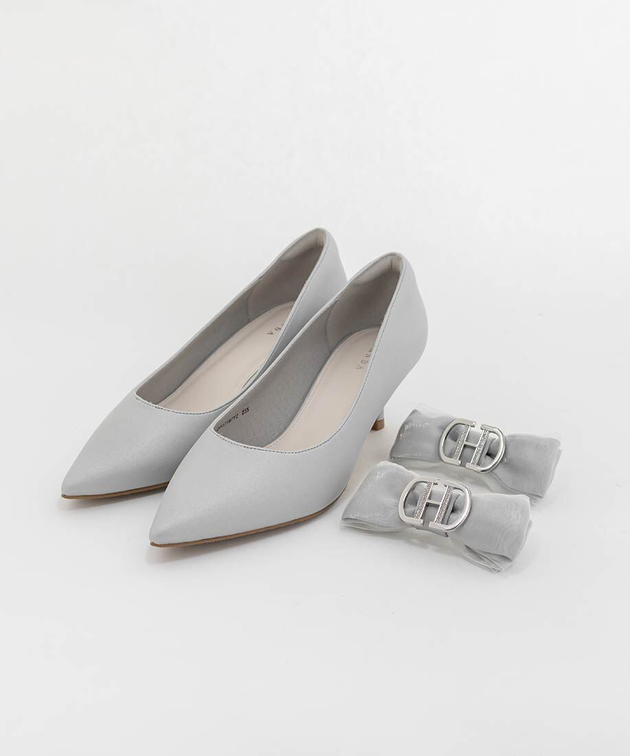  「2WAY シアーシフォンリボンパンプス」|パンプス|