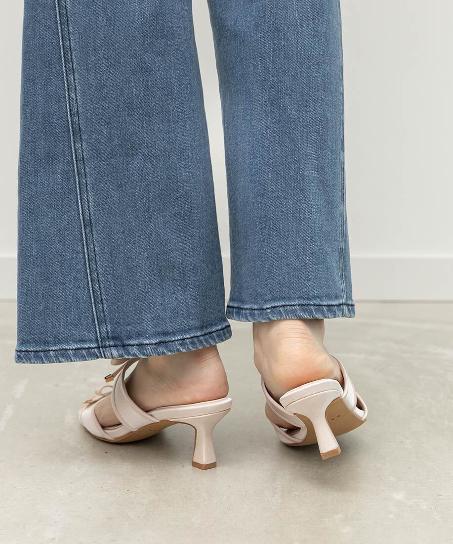  「サテンダブルリボンミュールサンダル」|パンプス|