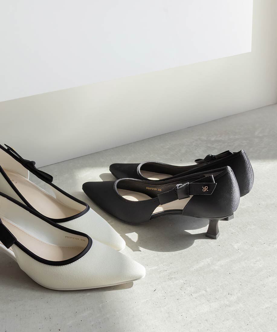  「リボンデザインサイドオープンパンプス」|パンプス|