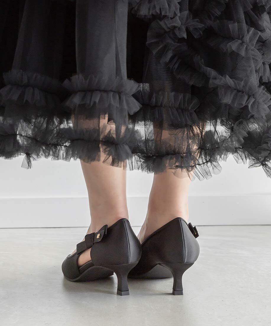  「リボンデザインサイドオープンパンプス」|パンプス|