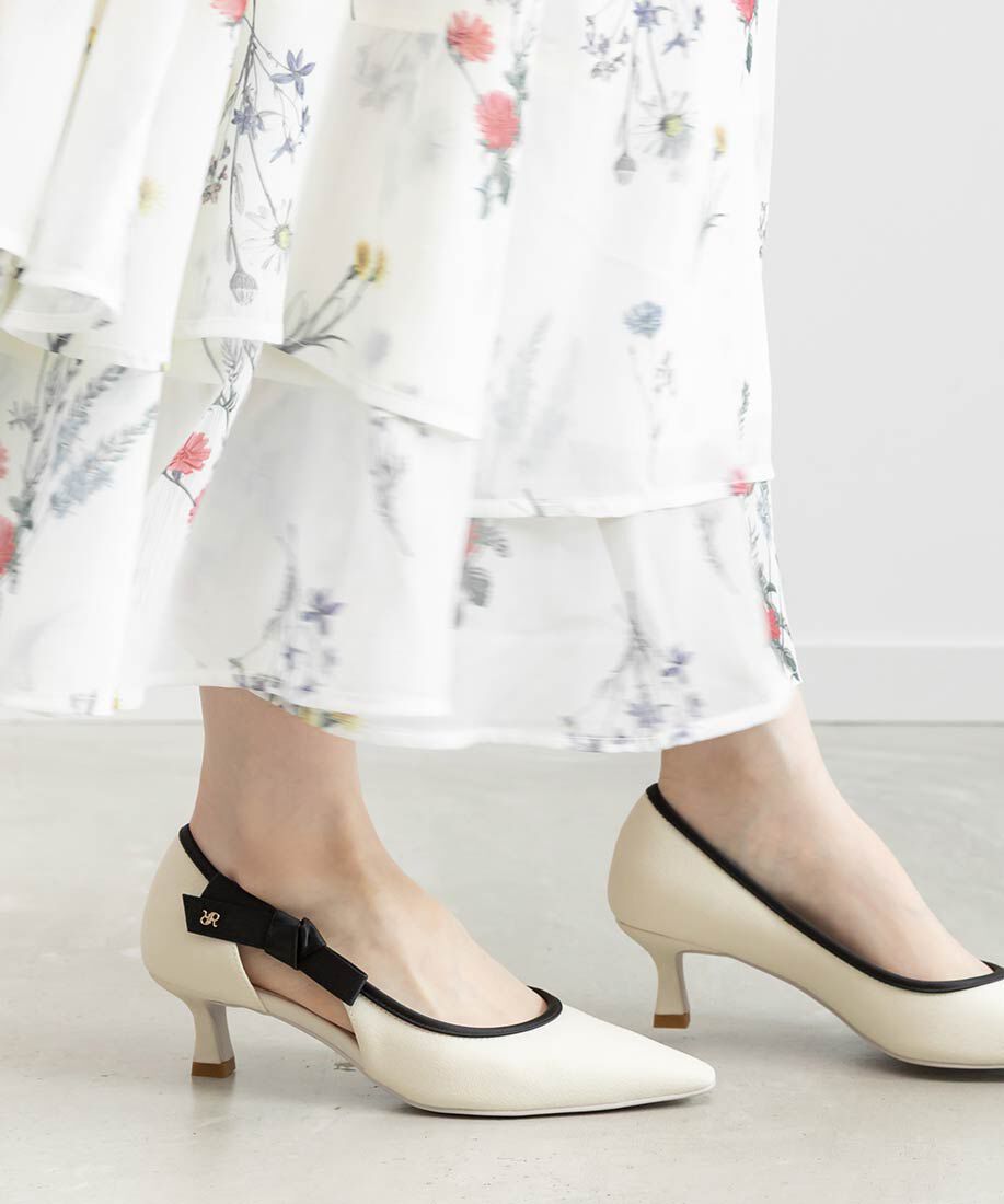  「リボンデザインサイドオープンパンプス」|パンプス|