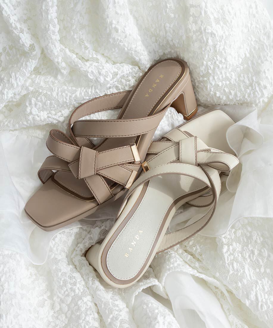  「アシンメトリーリボンミュールサンダル」|パンプス|