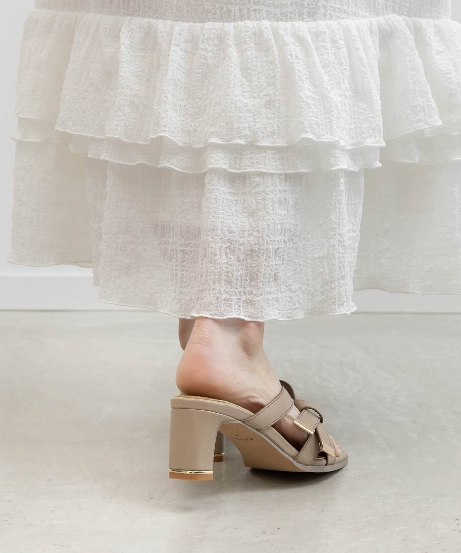  「アシンメトリーリボンミュールサンダル」|パンプス|