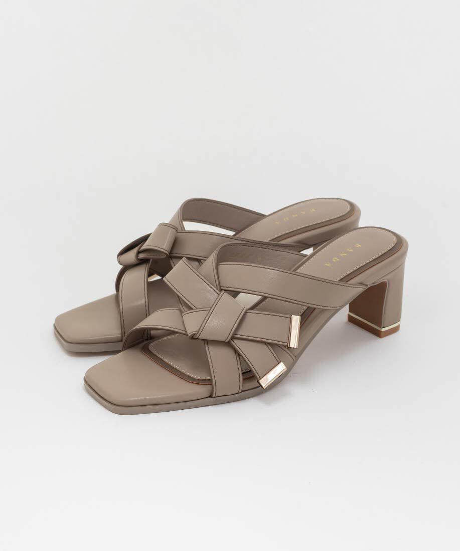  「アシンメトリーリボンミュールサンダル」|パンプス|