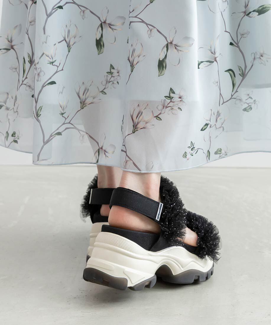  「ボリュームチュールフリルスポーツサンダル」|サンダル|