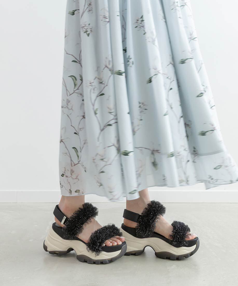  「ボリュームチュールフリルスポーツサンダル」|サンダル|