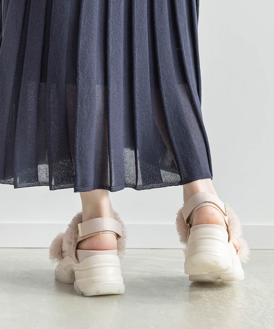  「ボリュームチュールフリルスポーツサンダル」|サンダル|