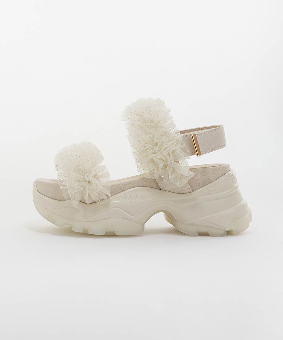  「ボリュームチュールフリルスポーツサンダル」|サンダル|