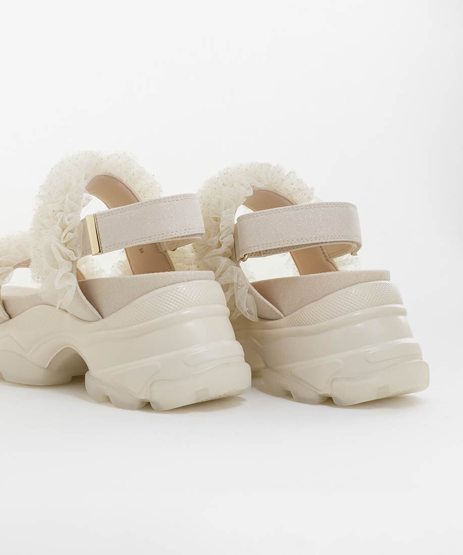  「ボリュームチュールフリルスポーツサンダル」|サンダル|