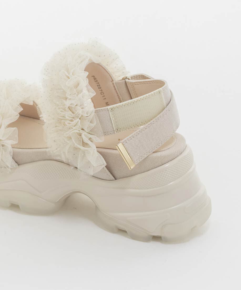  「ボリュームチュールフリルスポーツサンダル」|サンダル|