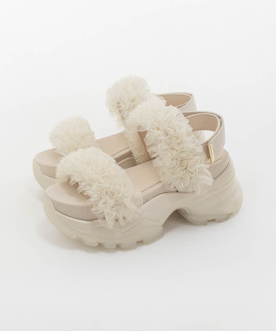  「ボリュームチュールフリルスポーツサンダル」|サンダル|