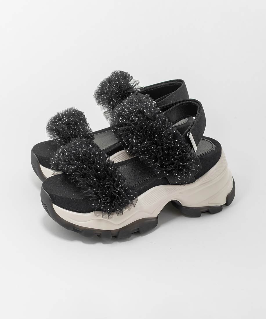  「ボリュームチュールフリルスポーツサンダル」|サンダル|