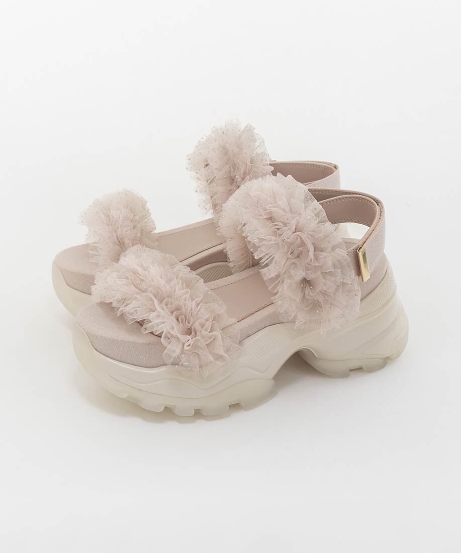  「ボリュームチュールフリルスポーツサンダル」|サンダル|