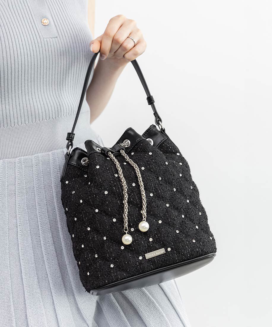  「2WAY ビジューキルティングショルダーバッグ」|ショルダー・メッセンジャー|ブラック