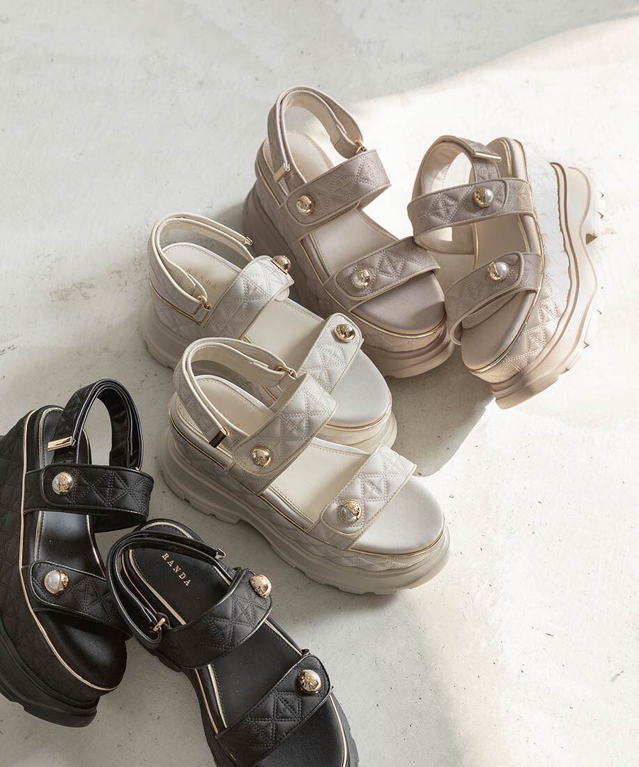  「パールパーツキルティングスポーツサンダル」|サンダル|