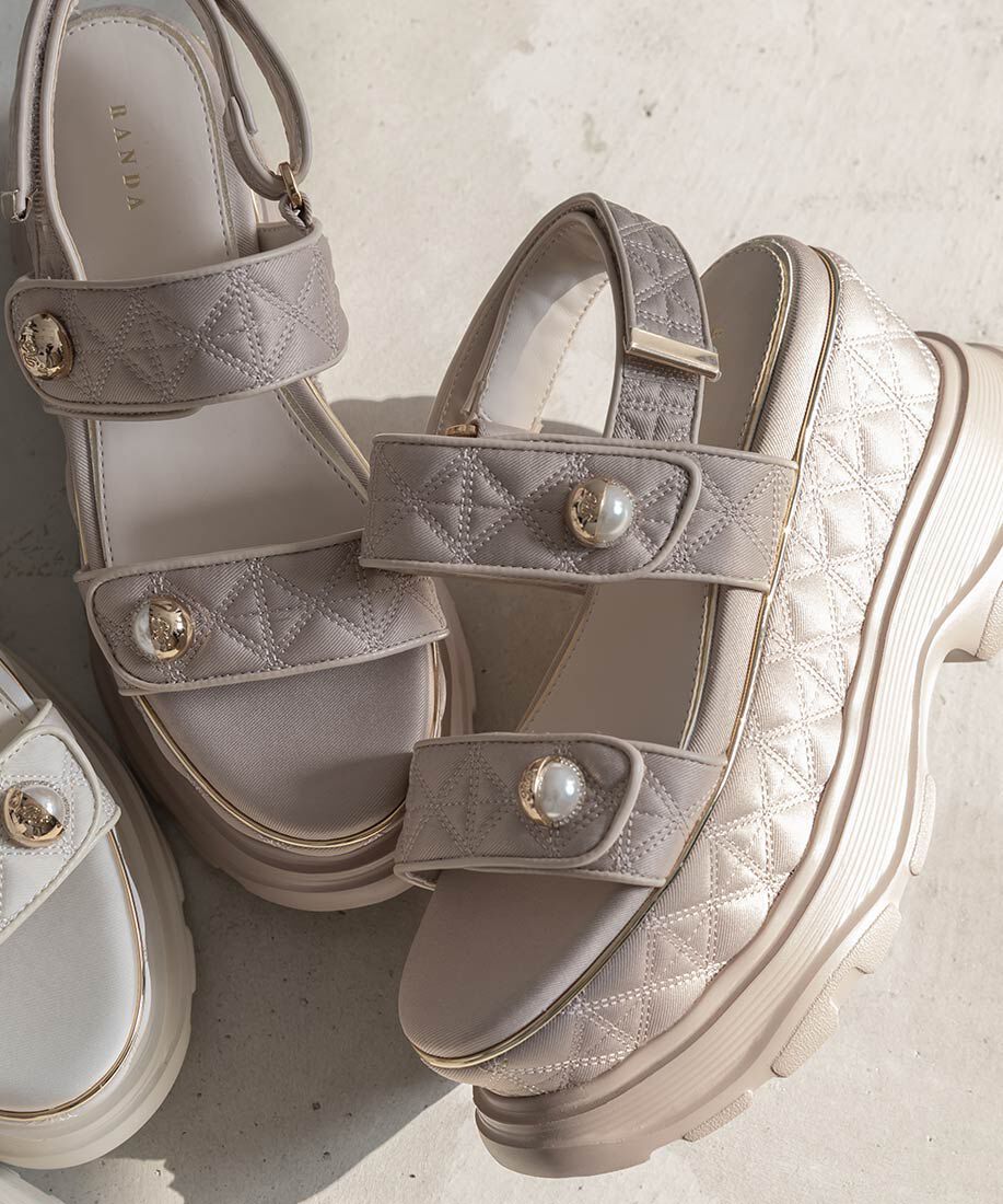  「パールパーツキルティングスポーツサンダル」|サンダル|