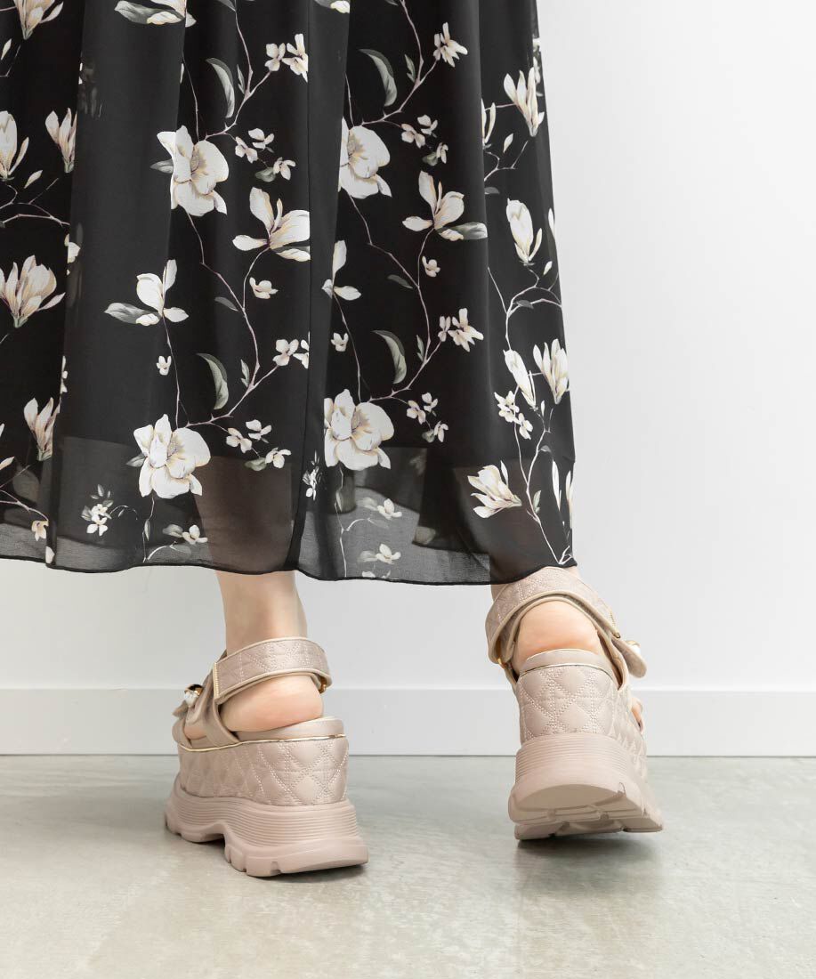  「パールパーツキルティングスポーツサンダル」|サンダル|