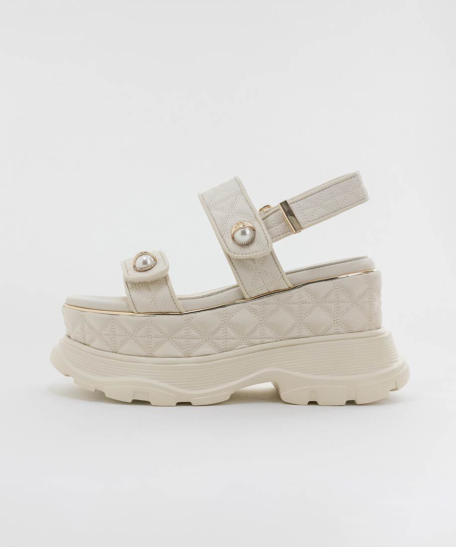  「パールパーツキルティングスポーツサンダル」|サンダル|