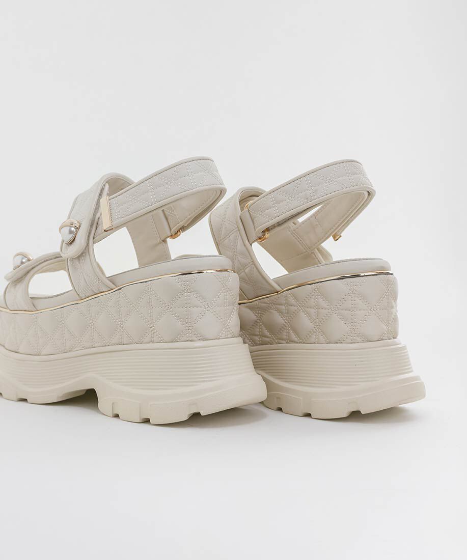  「パールパーツキルティングスポーツサンダル」|サンダル|