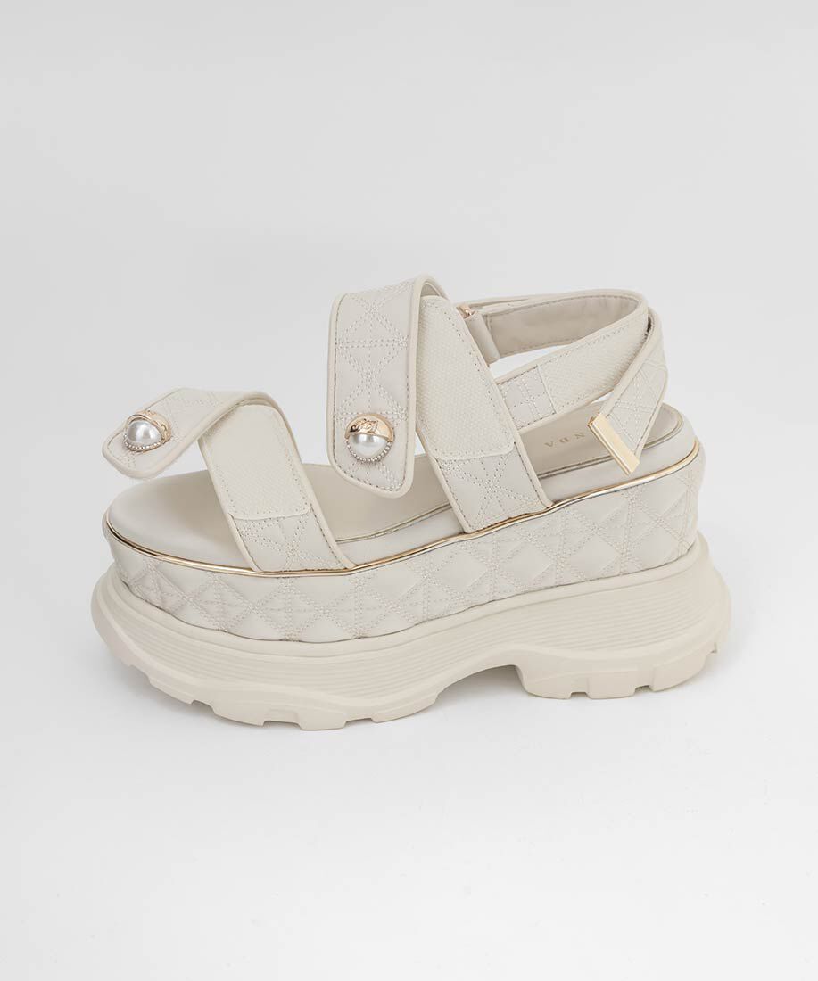  「パールパーツキルティングスポーツサンダル」|サンダル|