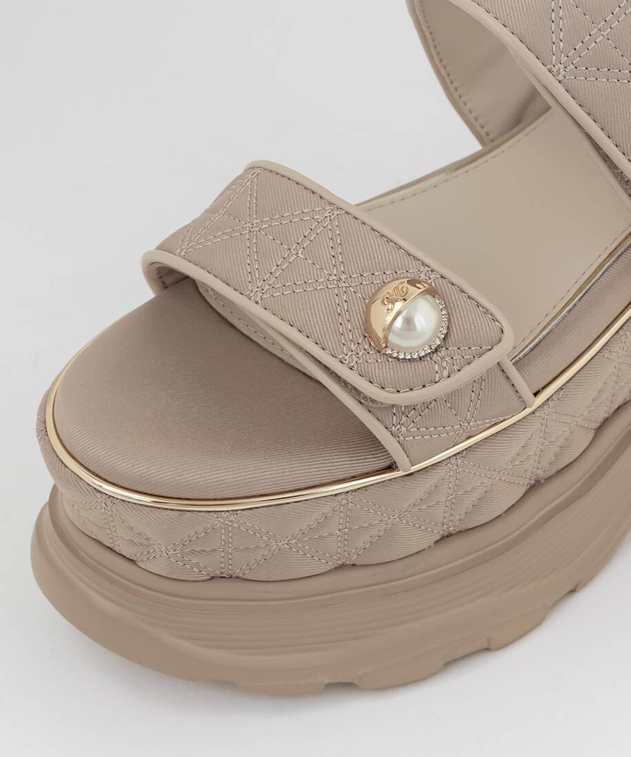  「パールパーツキルティングスポーツサンダル」|サンダル|