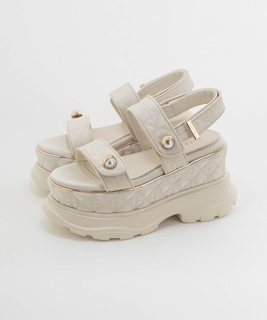  「パールパーツキルティングスポーツサンダル」|サンダル|