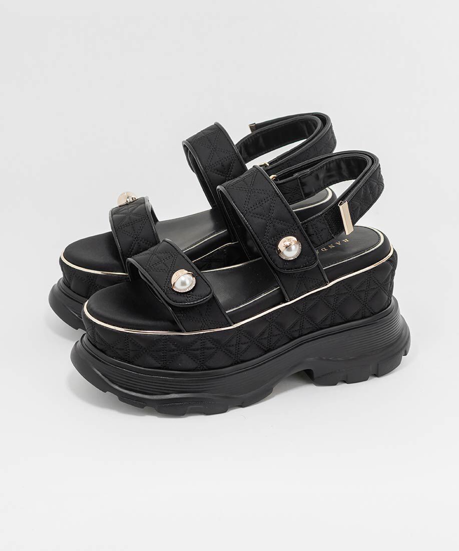  「パールパーツキルティングスポーツサンダル」|サンダル|