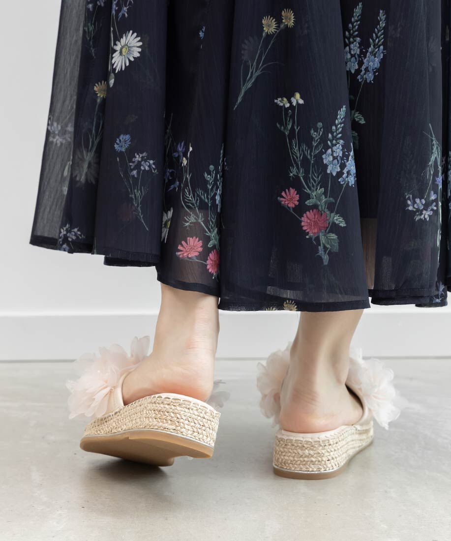  「エアリーフラワーミュールサンダル」|パンプス|